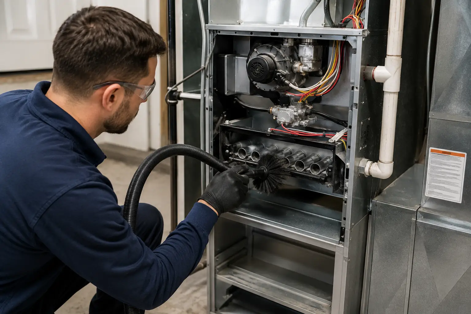 furnace cleaning service technician